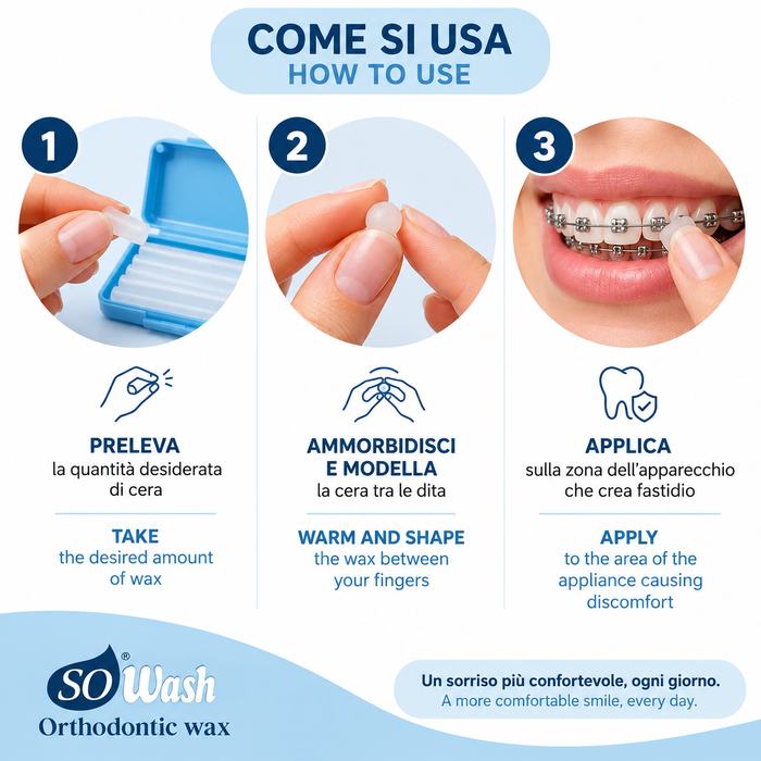 SoWash Orthodontic Wax | Cera Ortodontica | Aroma Menta | Confezione da 5 strisce