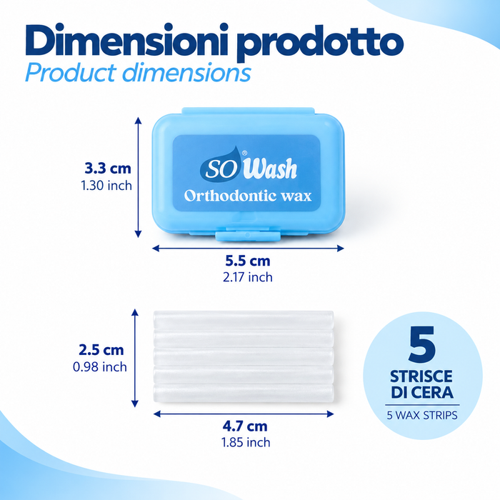 SoWash Orthodontic Wax | Cera Ortodontica | Aroma Menta | Confezione da 5 strisce