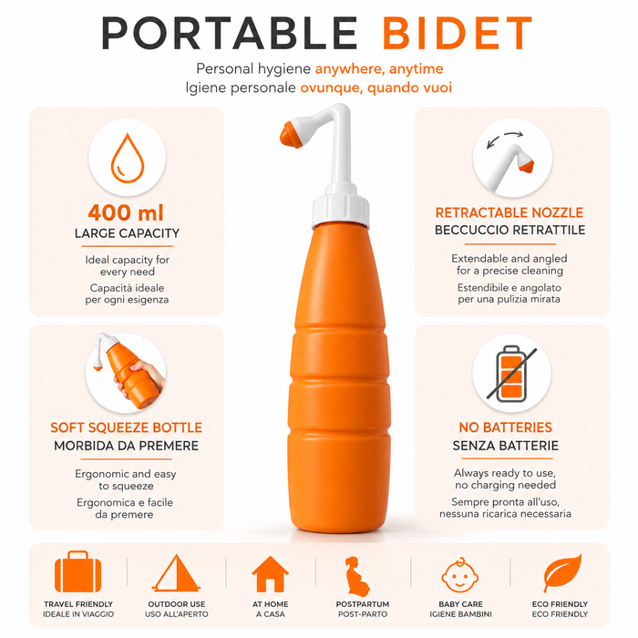 Hello Bidet Bottle | Sprayer for intimate hygiene transportable with case - 400ml