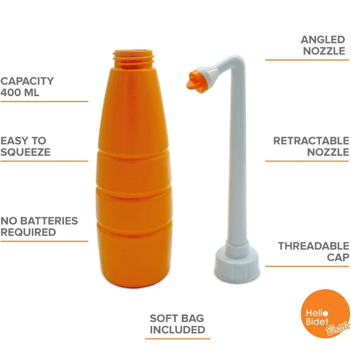 Hello Bidet Bottle | Taşıma çantasıyla birlikte taşınabilir özel hijyen püskürtücü - 400ml