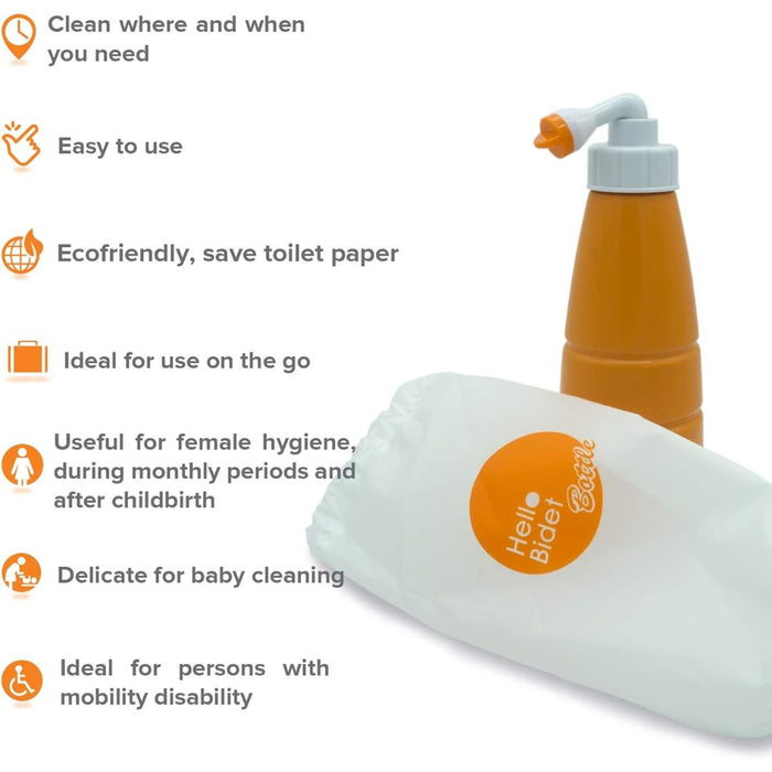 Hello Bidet Bottle | Pulverizador transportável para higiene íntima com estojo - 400ml